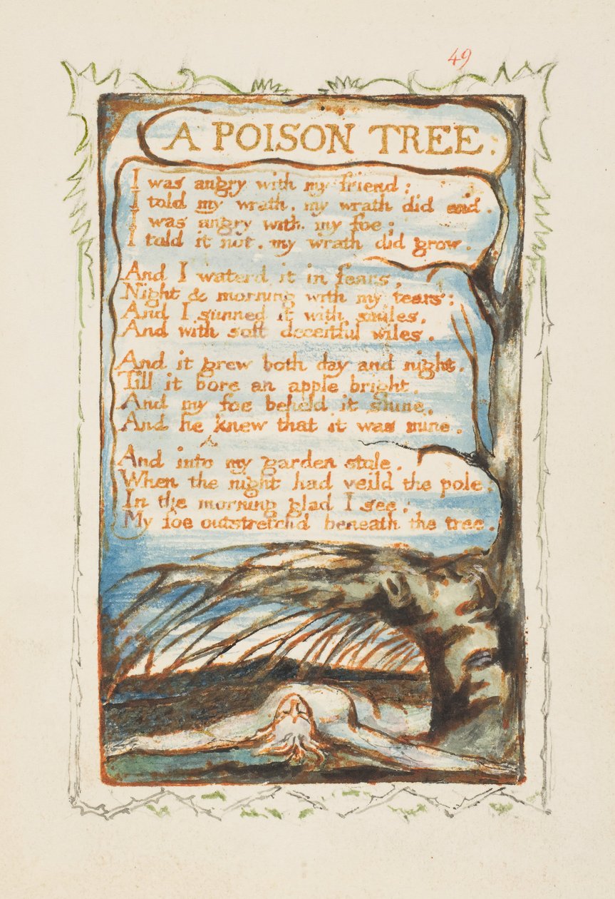Pieśni niewinności i doświadczenia: trujące drzewo, ca. 1825. autorstwa William Blake