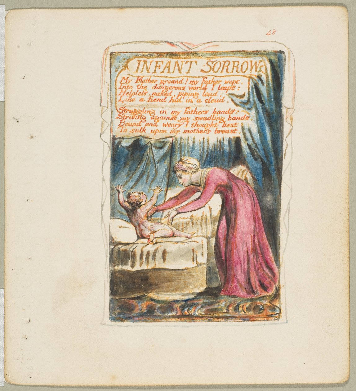 Pieśni niewinności i doświadczenia: Smutek niemowlęcy, ca. 1825. autorstwa William Blake
