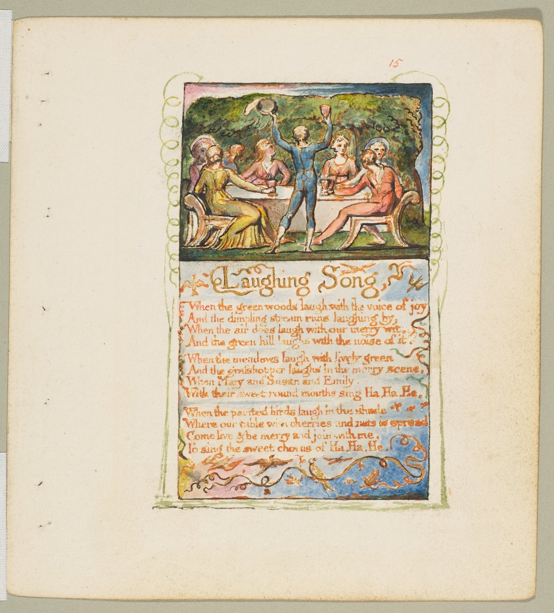 Pieśni niewinności i doświadczenia: Pieśń śmiechu, ca. 1825. autorstwa William Blake