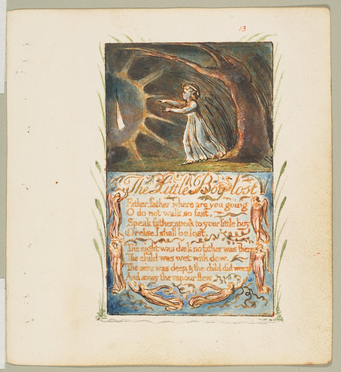 Pieśni niewinności i doświadczenia: Mały chłopiec zagubiony, ca. 1825. autorstwa William Blake