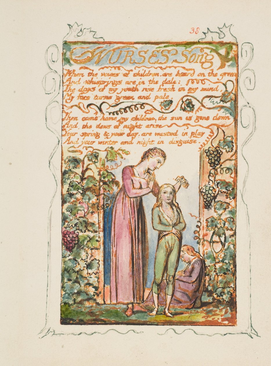 Pieśni niewinności i doświadczenia: Pieśń pielęgniarek, ca. 1825. autorstwa William Blake