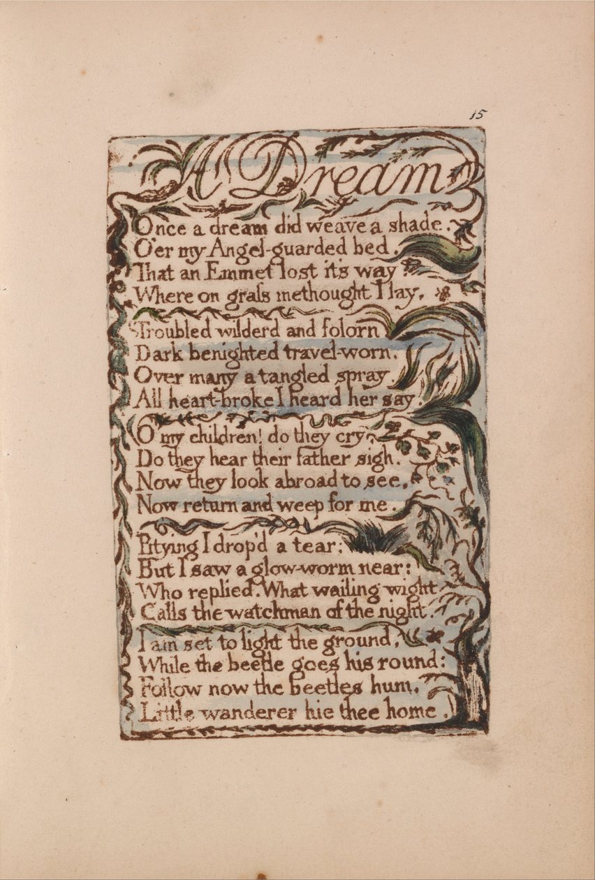 Pieśni niewinności i doświadczenia, płyta 15, Sen (Bentley 26) autorstwa William Blake