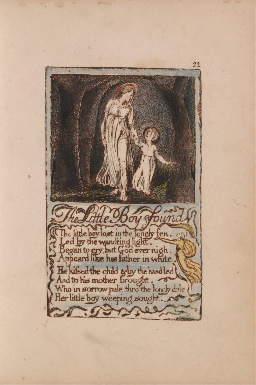 Pieśni o niewinności i doświadczeniu, płyta 22, Mały chłopiec znaleziony (Bentley 14) autorstwa William Blake