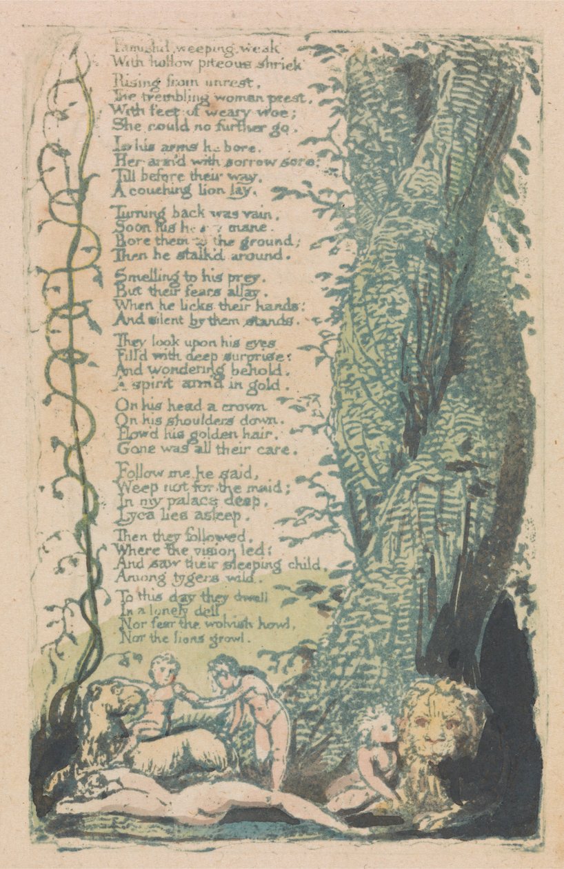 Pieśni niewinności i doświadczenia, plansza 22, Znaleziona mała dziewczynka (Bentley 36) autorstwa William Blake