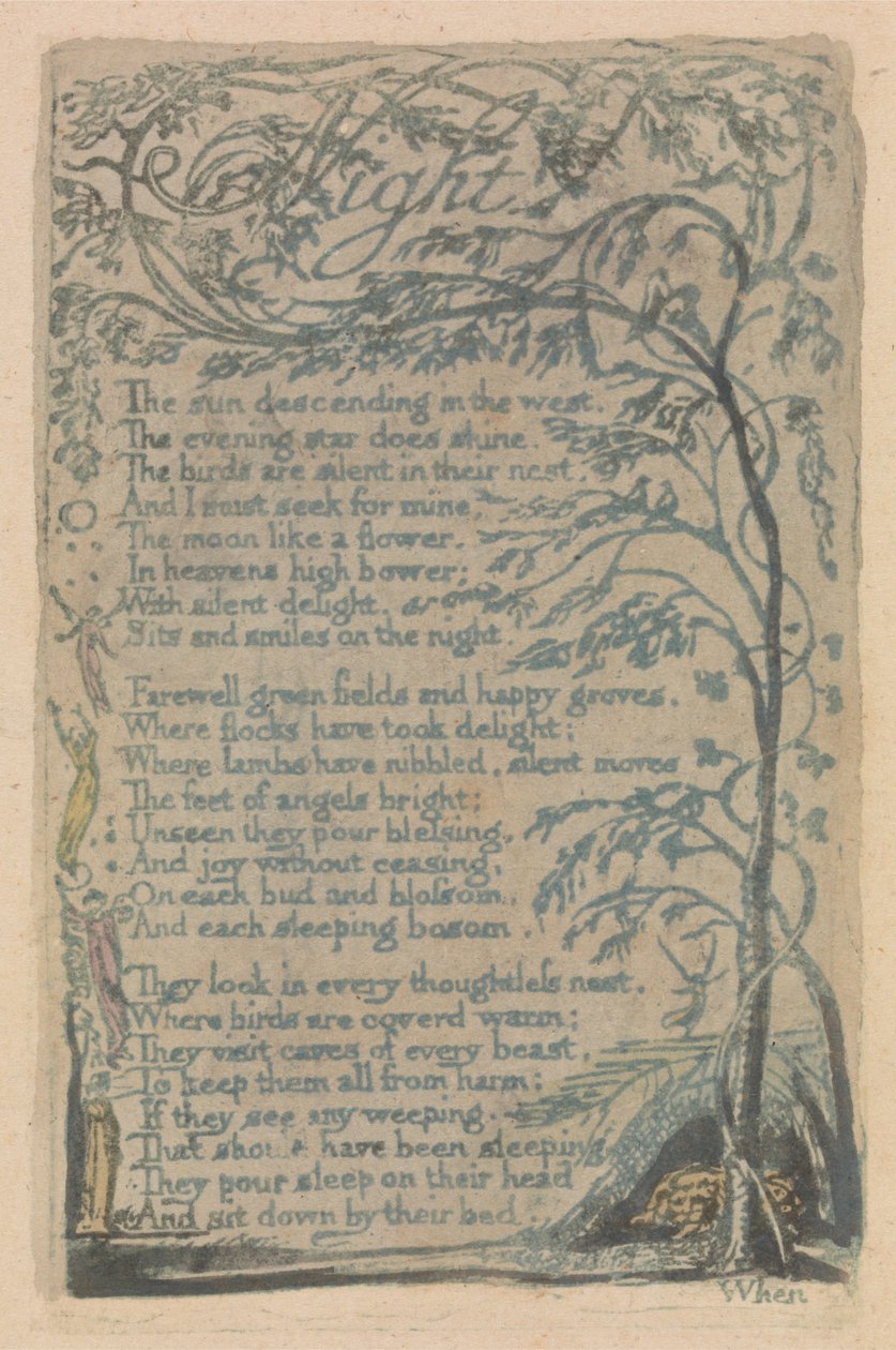 Pieśni o niewinności i doświadczeniu, płyta 30, noc (Bentley 20) autorstwa William Blake