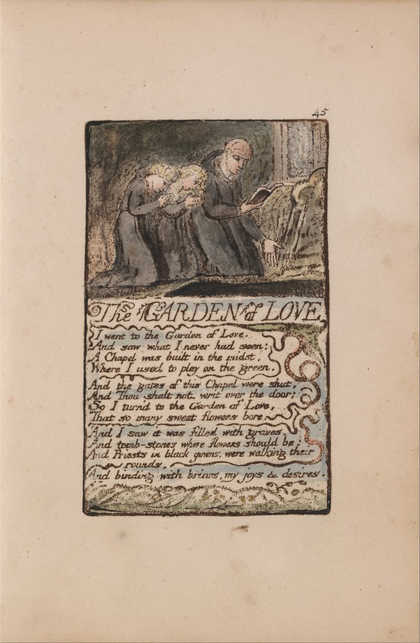 Pieśni o niewinności i doświadczeniu, płyta 45, Ogród miłości (Bentley 44) autorstwa William Blake