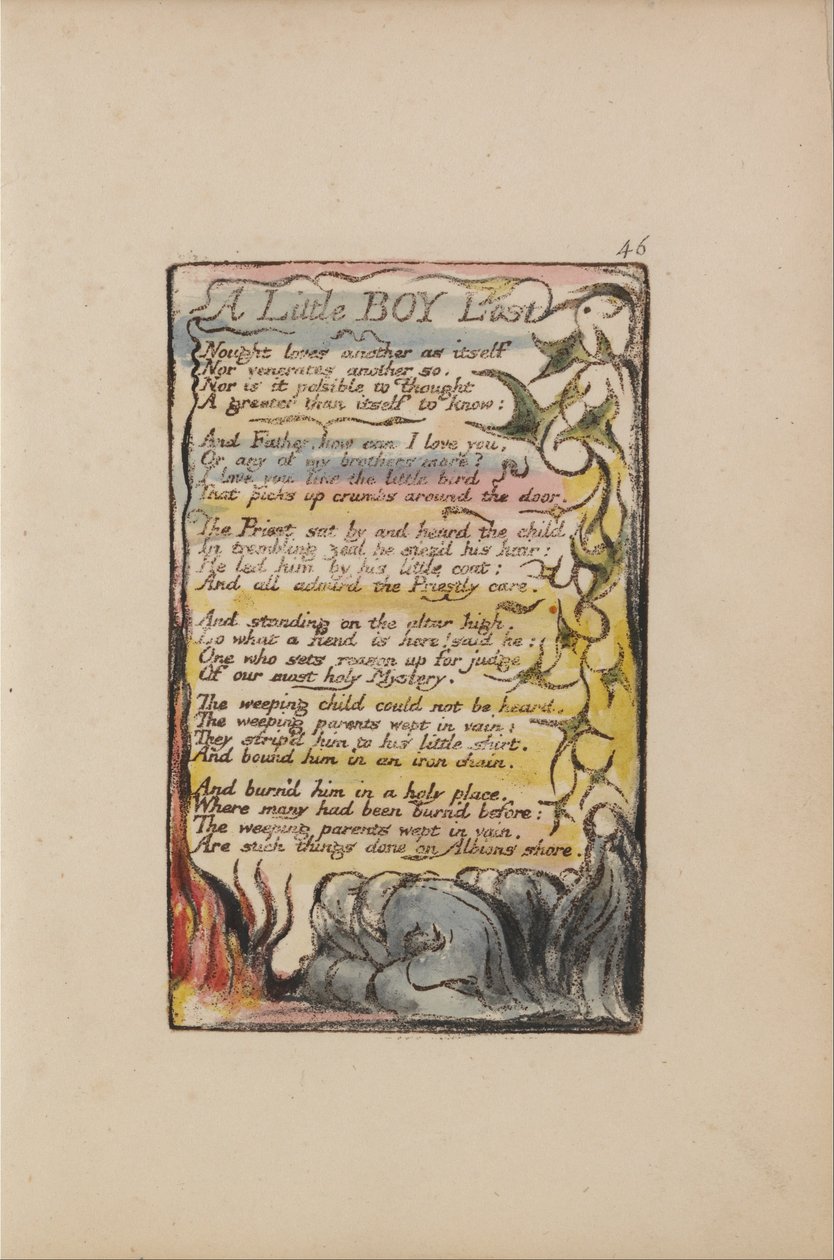 Pieśni o niewinności i doświadczeniu, płyta 46, Zagubiony mały chłopiec (Bentley 50) autorstwa William Blake