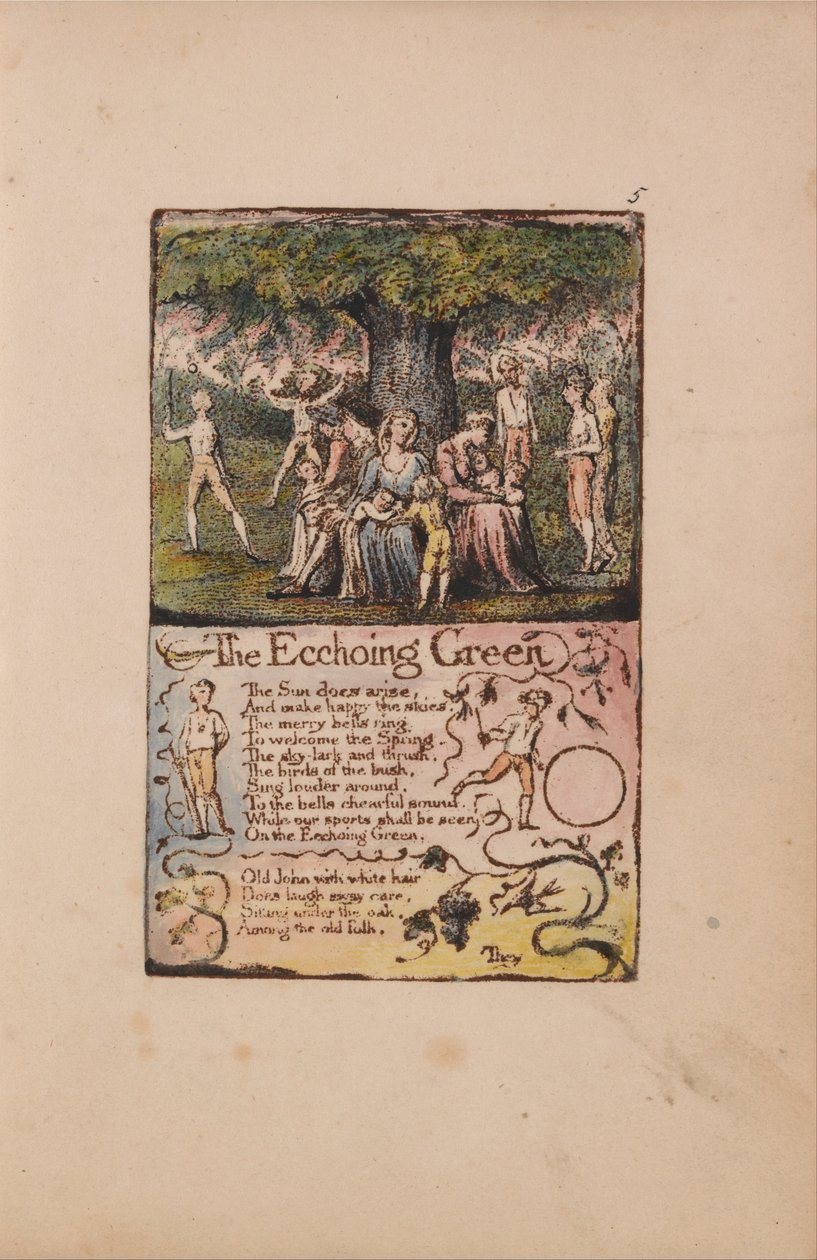 Pieśni o niewinności i doświadczeniu, płyta 5, Echoing Green (Bentley 6) autorstwa William Blake