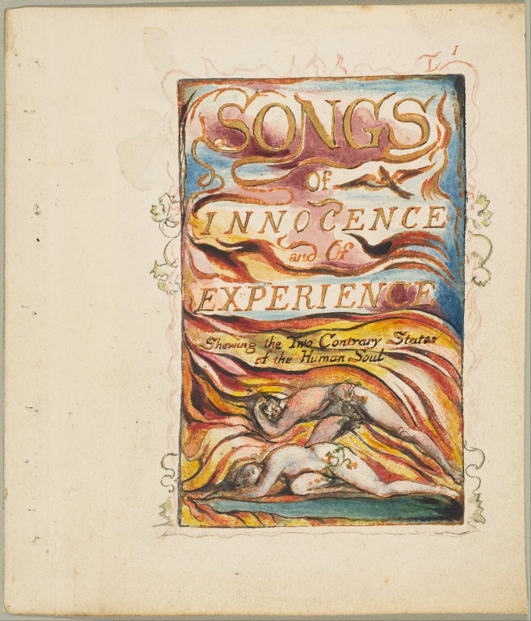 Lieder der Unschuld und der Erfahrung, die zwei gegensätzlichen Zustände der menschlichen Seele: Kombinierte Titelseite autorstwa William Blake