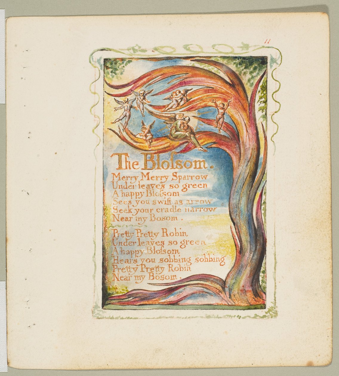 Pieśni o niewinności i doświadczeniu: Kwiat: Wesoły Wesoły Wróbel, ca. 1825. autorstwa William Blake