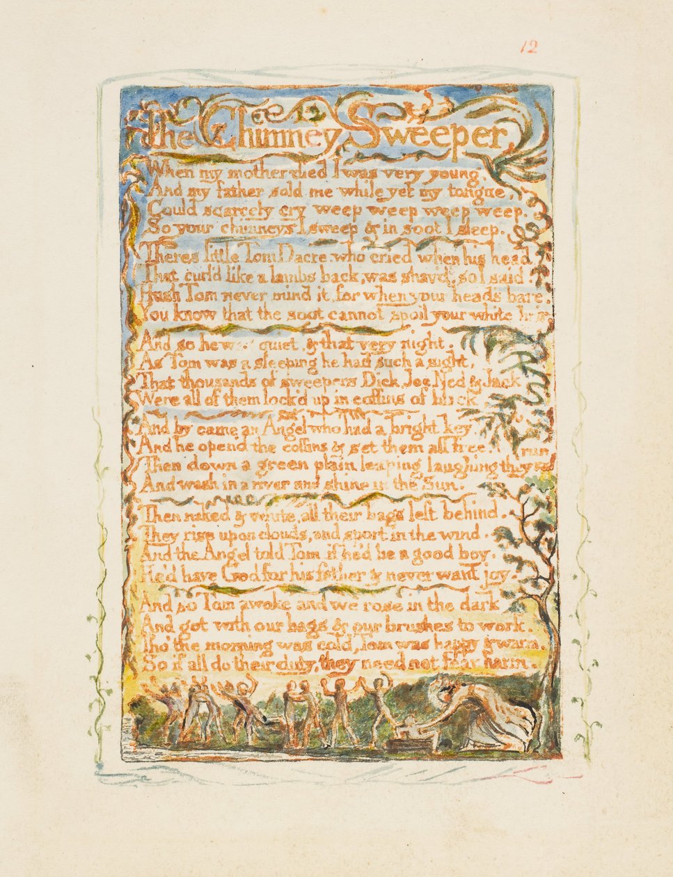 Pieśni niewinności i doświadczenia: Kominiarz, ca. 1825. autorstwa William Blake