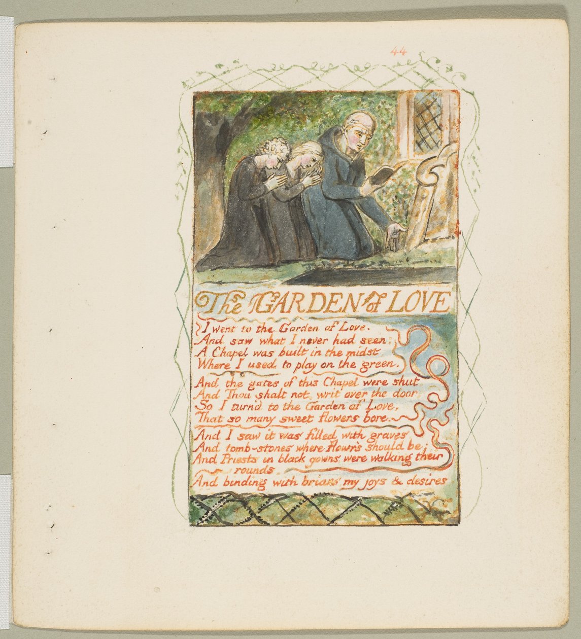 Pieśni niewinności i doświadczenia: Ogród miłości, ca. 1825. autorstwa William Blake
