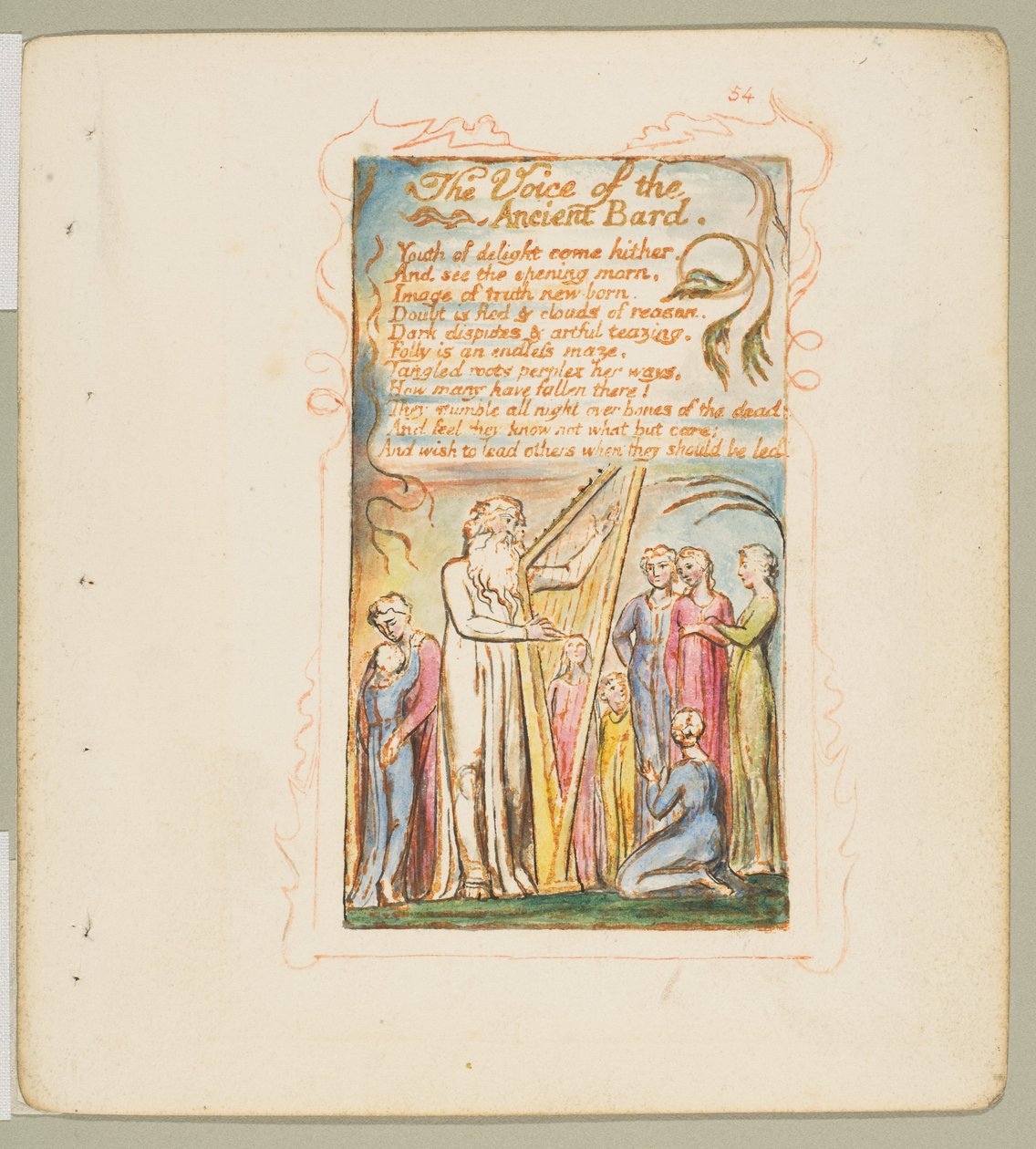 Pieśni niewinności i doświadczenia: Głos starożytnego barda, ca. 1825. autorstwa William Blake