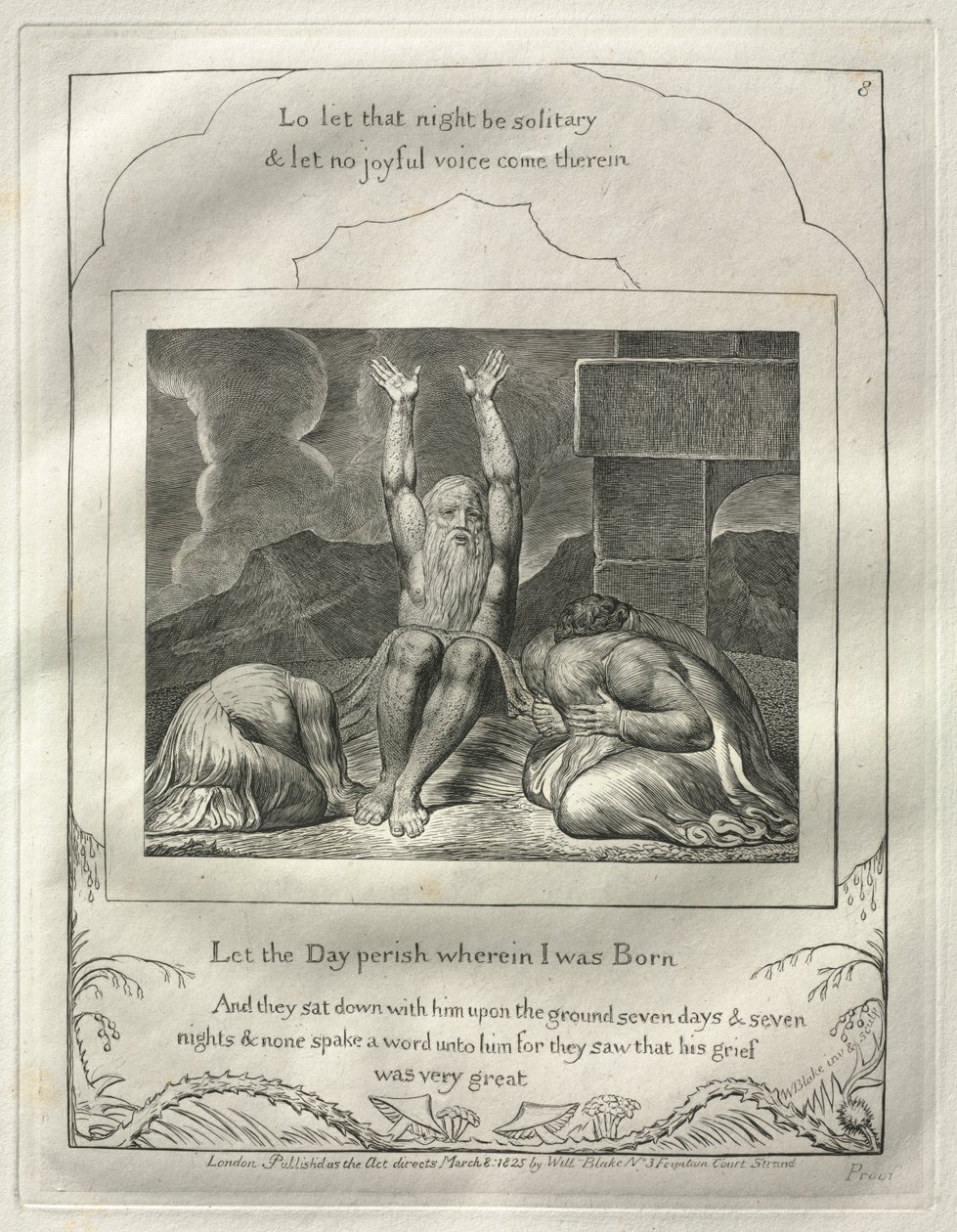 Księga Hioba: nr 8, Niech zginie dzień, w którym się urodziłem autorstwa William Blake