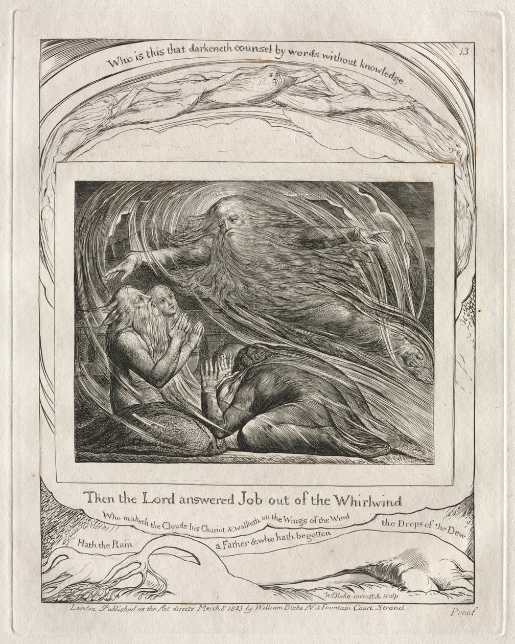 Księga Hioba: Pl. 13 Wtedy Pan odpowiedział Hiobowi z wichru autorstwa William Blake