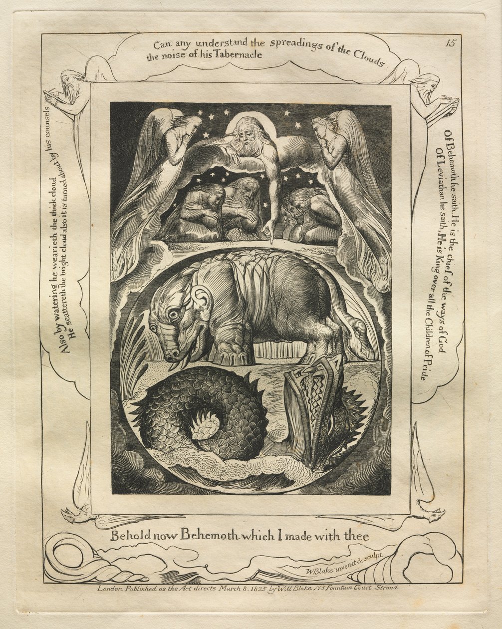 Księga Hioba: Pl. 15, Oto Behemot, którego stworzyłem z tobą autorstwa William Blake