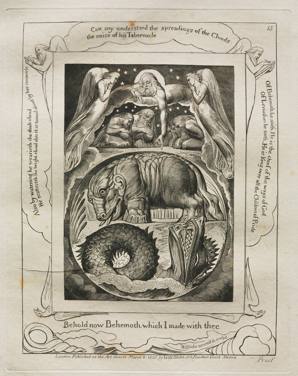 Księga Hioba: Pl. 15, Oto Behemot, którego stworzyłem z tobą, 1825. autorstwa William Blake
