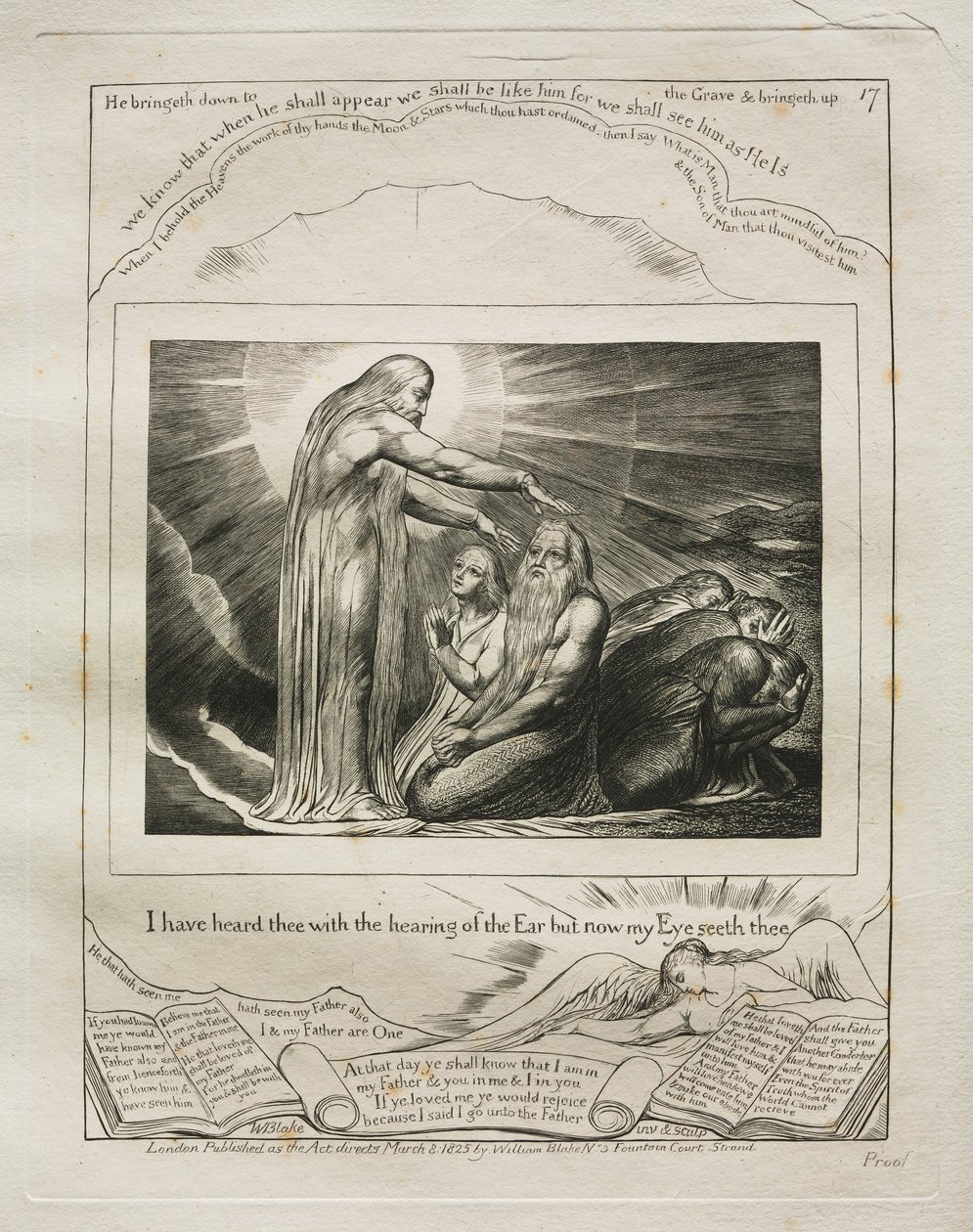 Księga Hioba: Pl. 17 Słyszałem cię słysząc ucha, ale teraz widzi cię moje oko autorstwa William Blake
