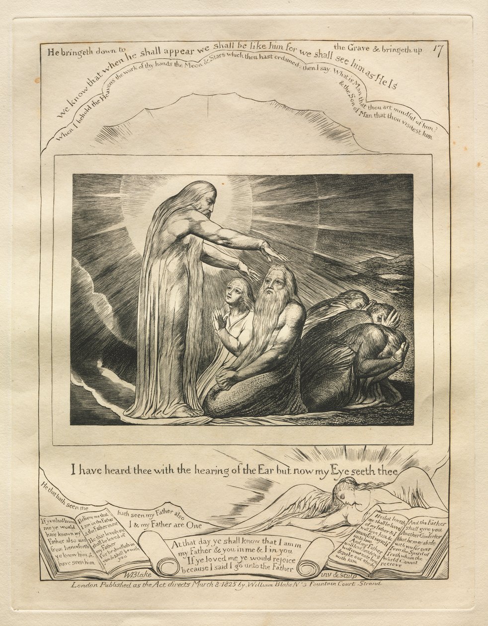Księga Hioba: Pl. 17 Słyszałem cię słysząc ucha, ale teraz widzi cię moje oko autorstwa William Blake