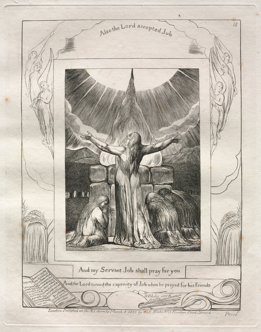 Księga Hioba: Pl. 18 A mój sługa Job będzie się za ciebie modlił autorstwa William Blake