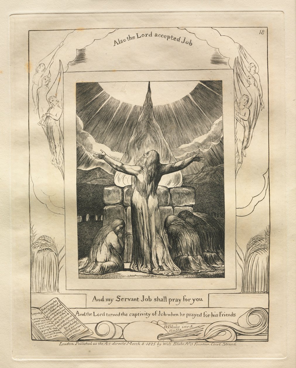 Księga Hioba: Pl. 18, A mój sługa Job będzie się za ciebie modlił, 1825. autorstwa William Blake