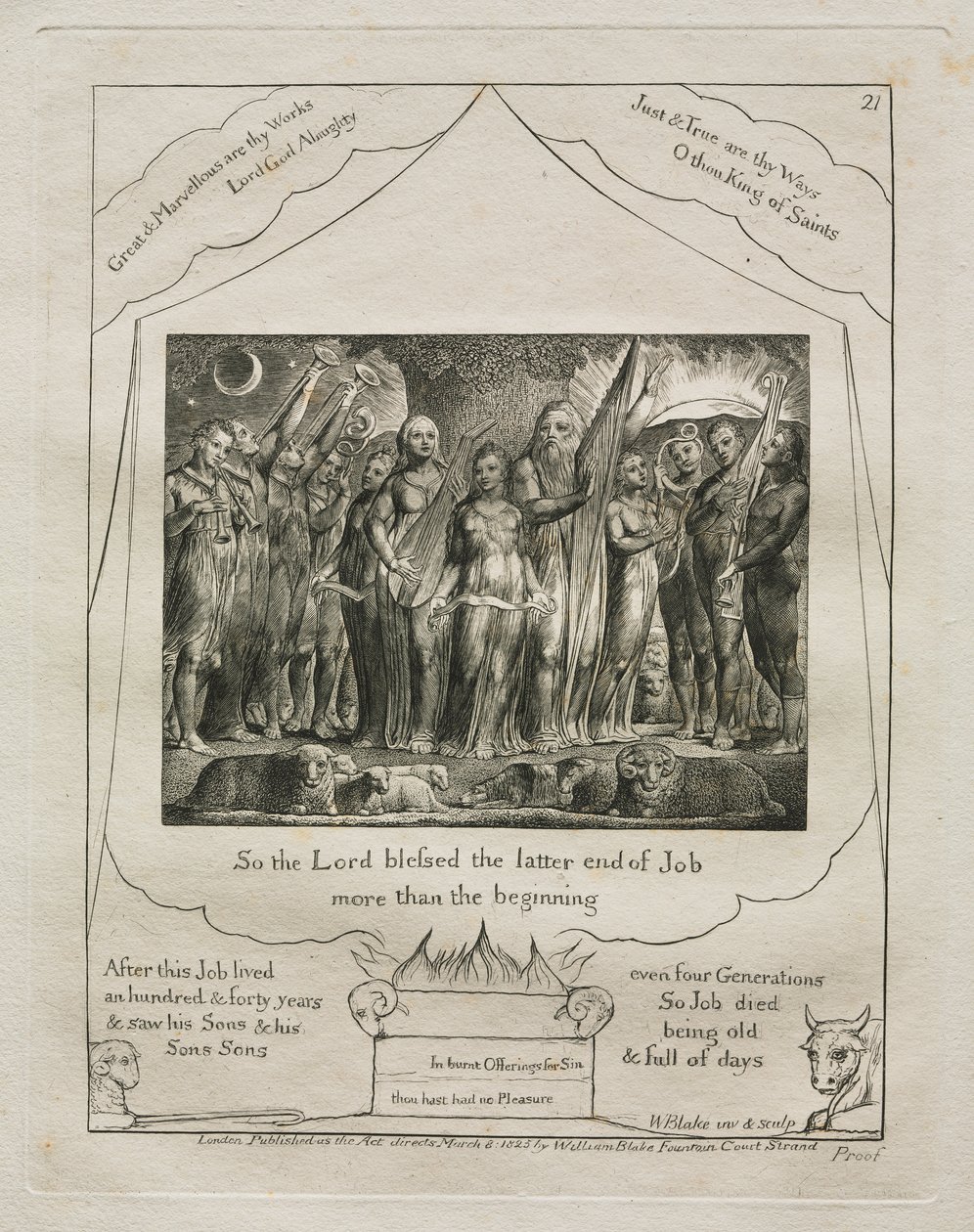 Księga Hioba: Pl. 21, Tak więc Pan pobłogosławił koniec Hioba / więcej niż początek autorstwa William Blake