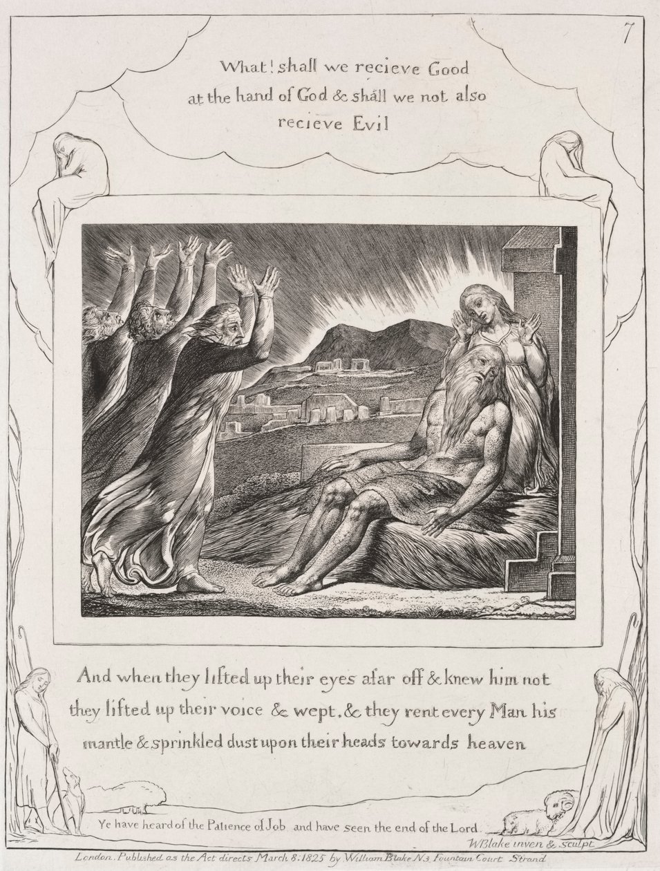 Księga Hioba: Pl. 7 A kiedy podnieśli oczy, autorstwa William Blake