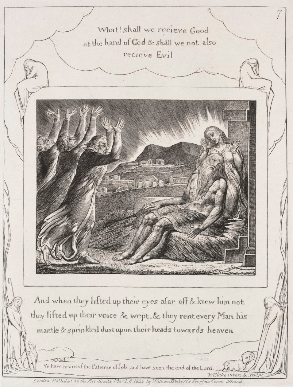 Księga Hioba: Pl. 7, A kiedy podnieśli oczy, 1825. autorstwa William Blake