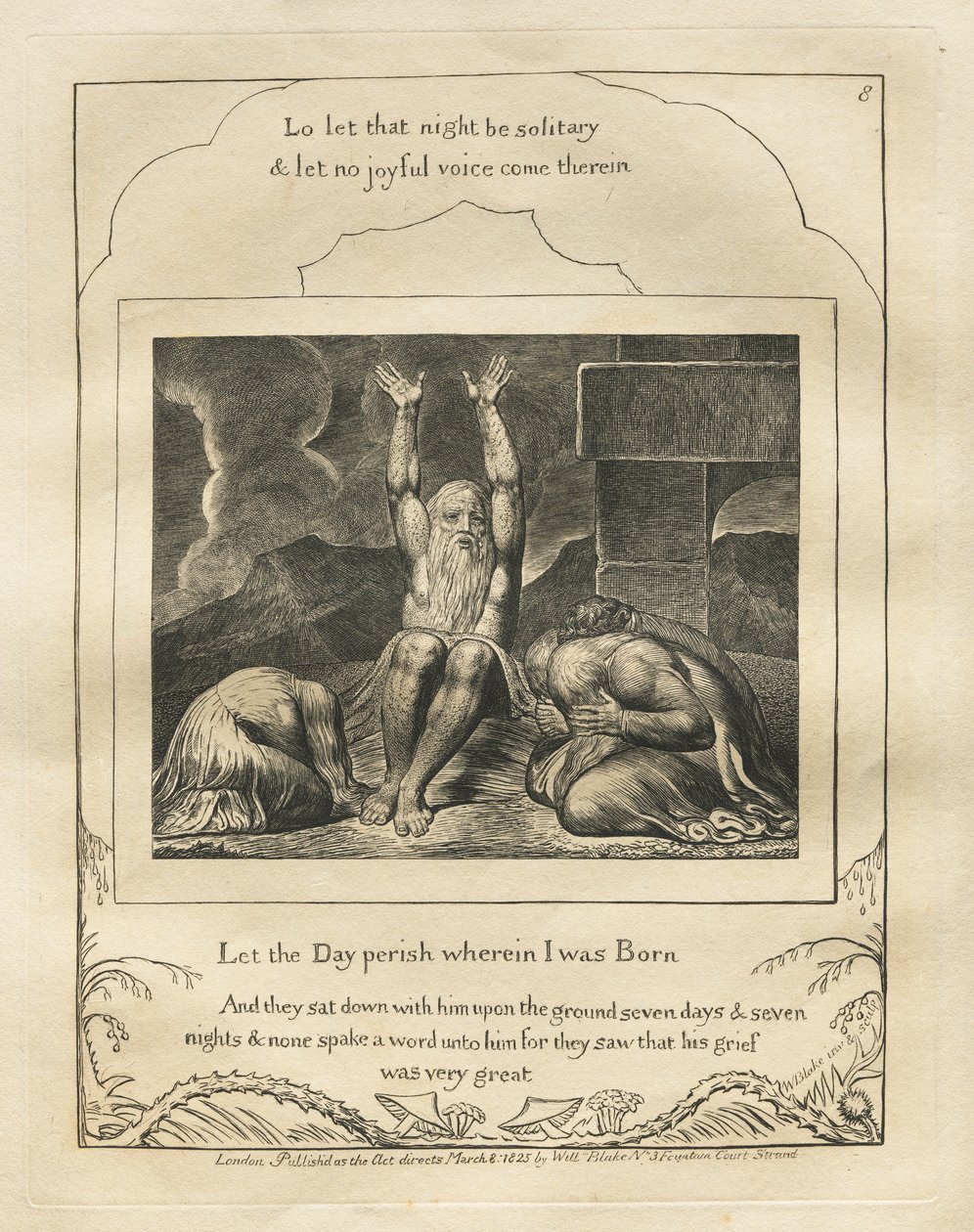 Księga Hioba: Pl. 8, Niech zginie dzień, w którym się urodziłem autorstwa William Blake