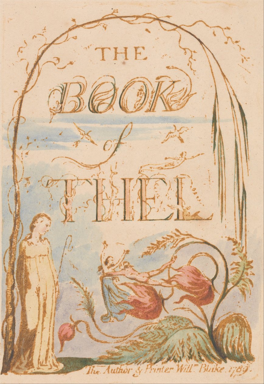 The Book of Thel, płyta 2, strona tytułowa autorstwa William Blake
