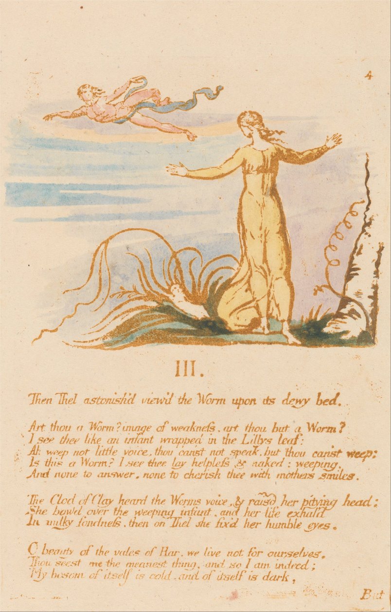 Księga Thel, Tablica 6, III. , Wtedy Thel zdziwił się. . . . autorstwa William Blake