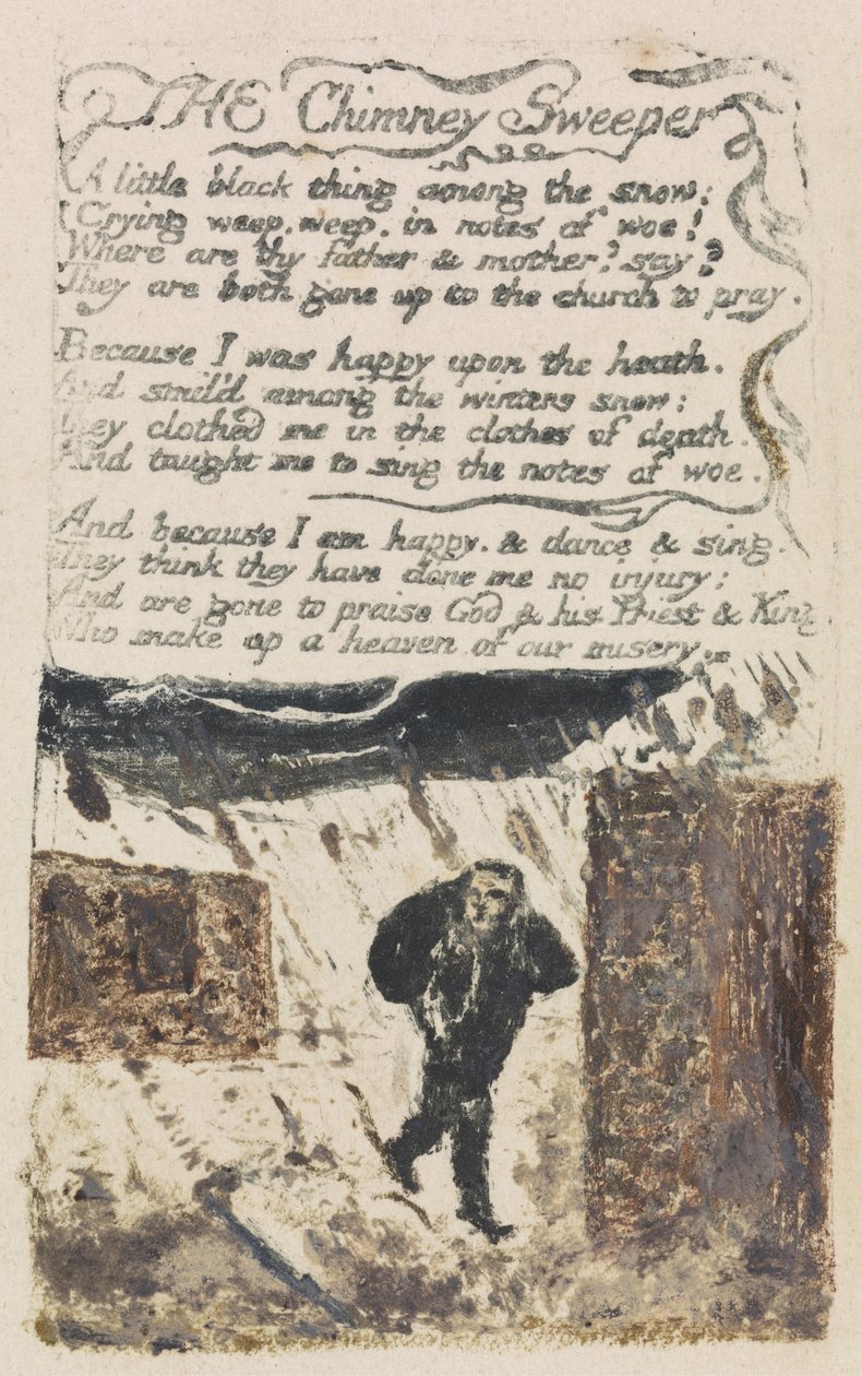 „Kominiarz”, płyta 45 z „Pieśni doświadczenia” autorstwa William Blake