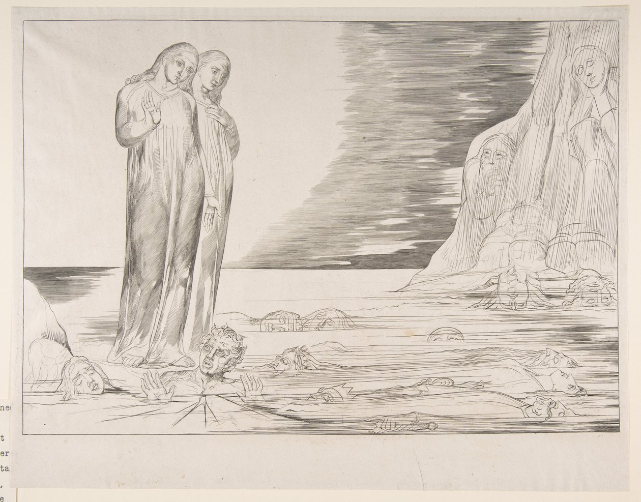 Krąg zdrajców: Dantes uderza stopą Bocca degli Abbate, z Dantes Infe ..., ca. 1825-27. autorstwa William Blake