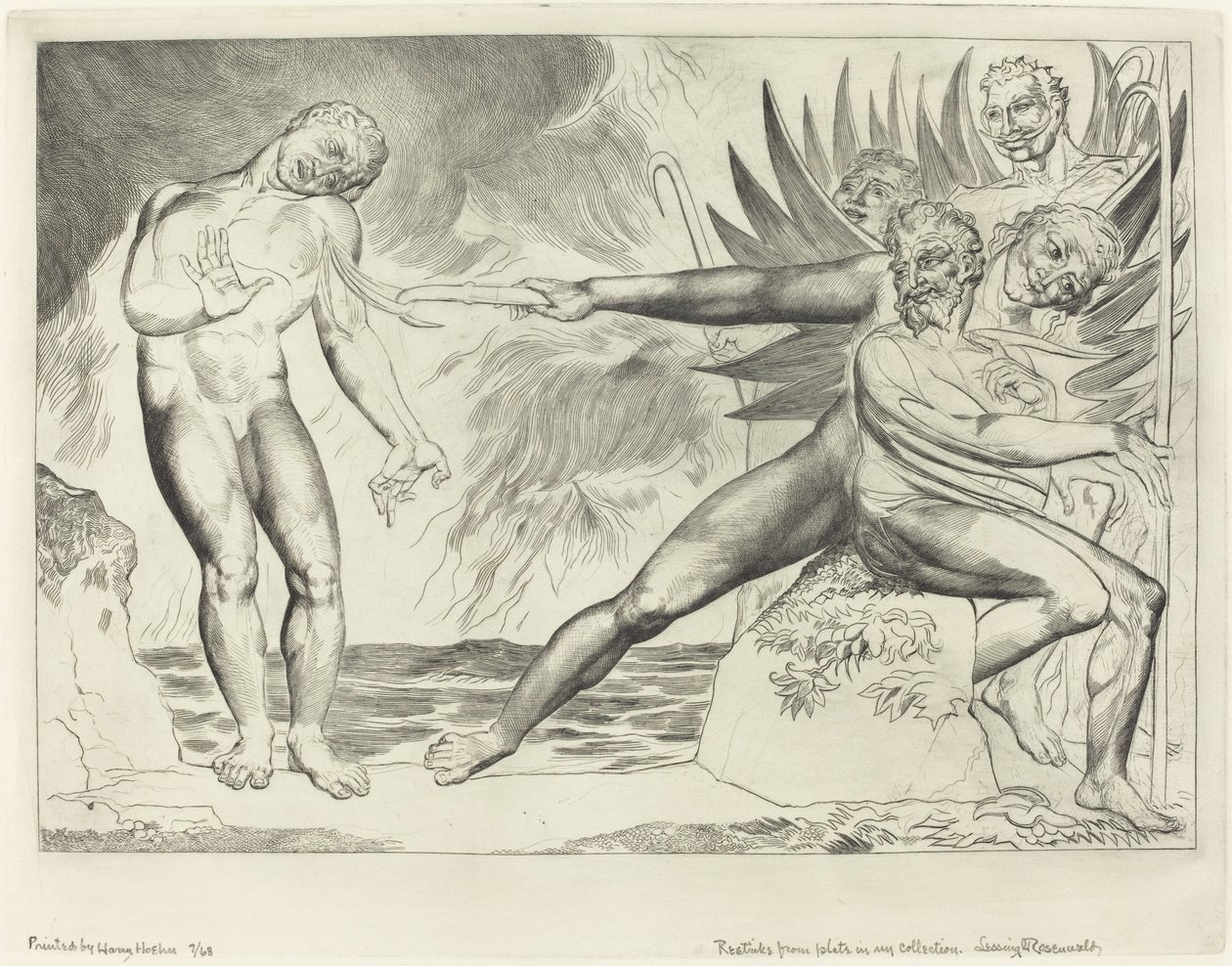 Krąg skorumpowanych urzędników, Diabły dręczące Ciampolo, 1827. autorstwa William Blake