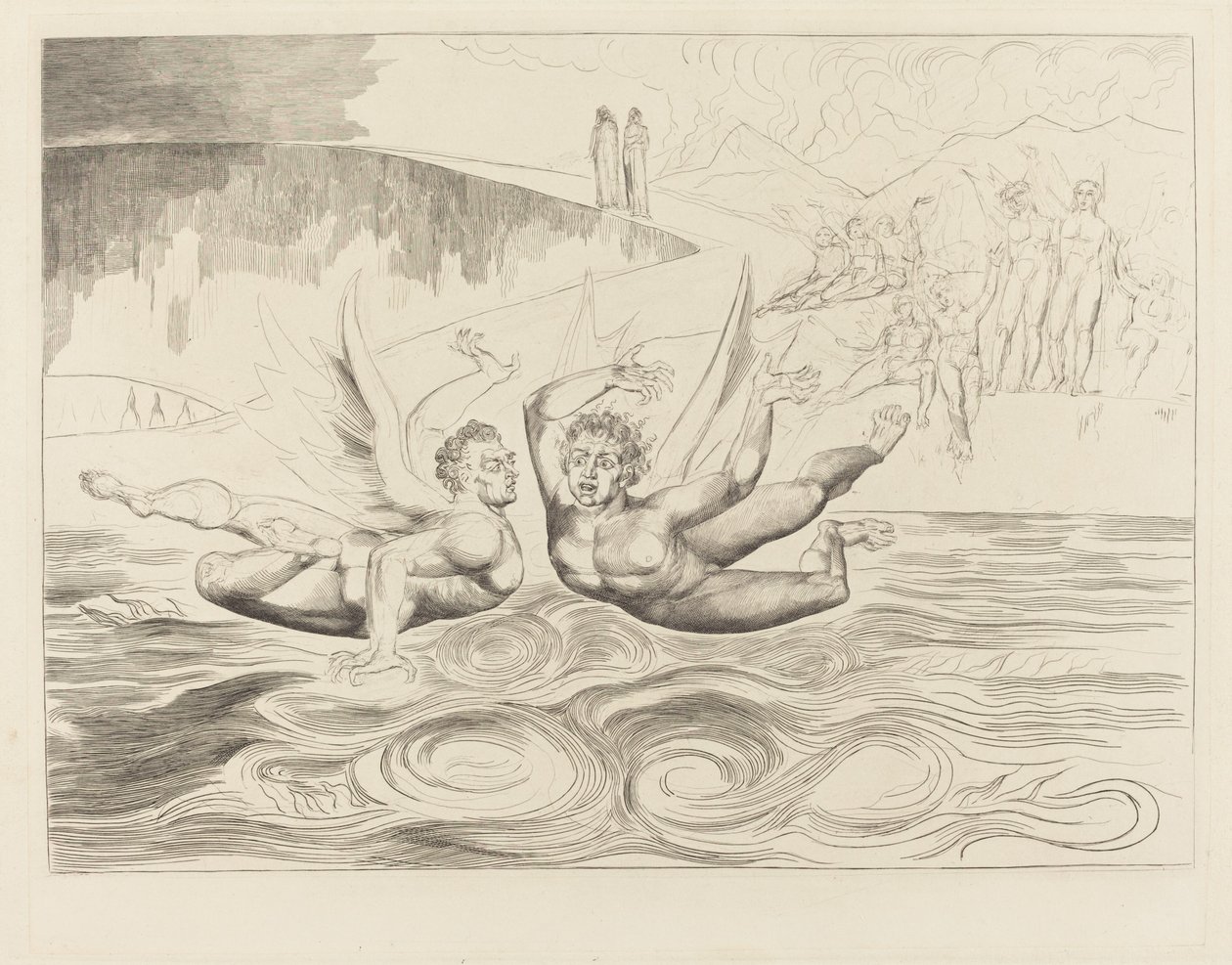 Krąg Skorumpowanych Urzędników; Diabły się nawzajem tłuką autorstwa William Blake