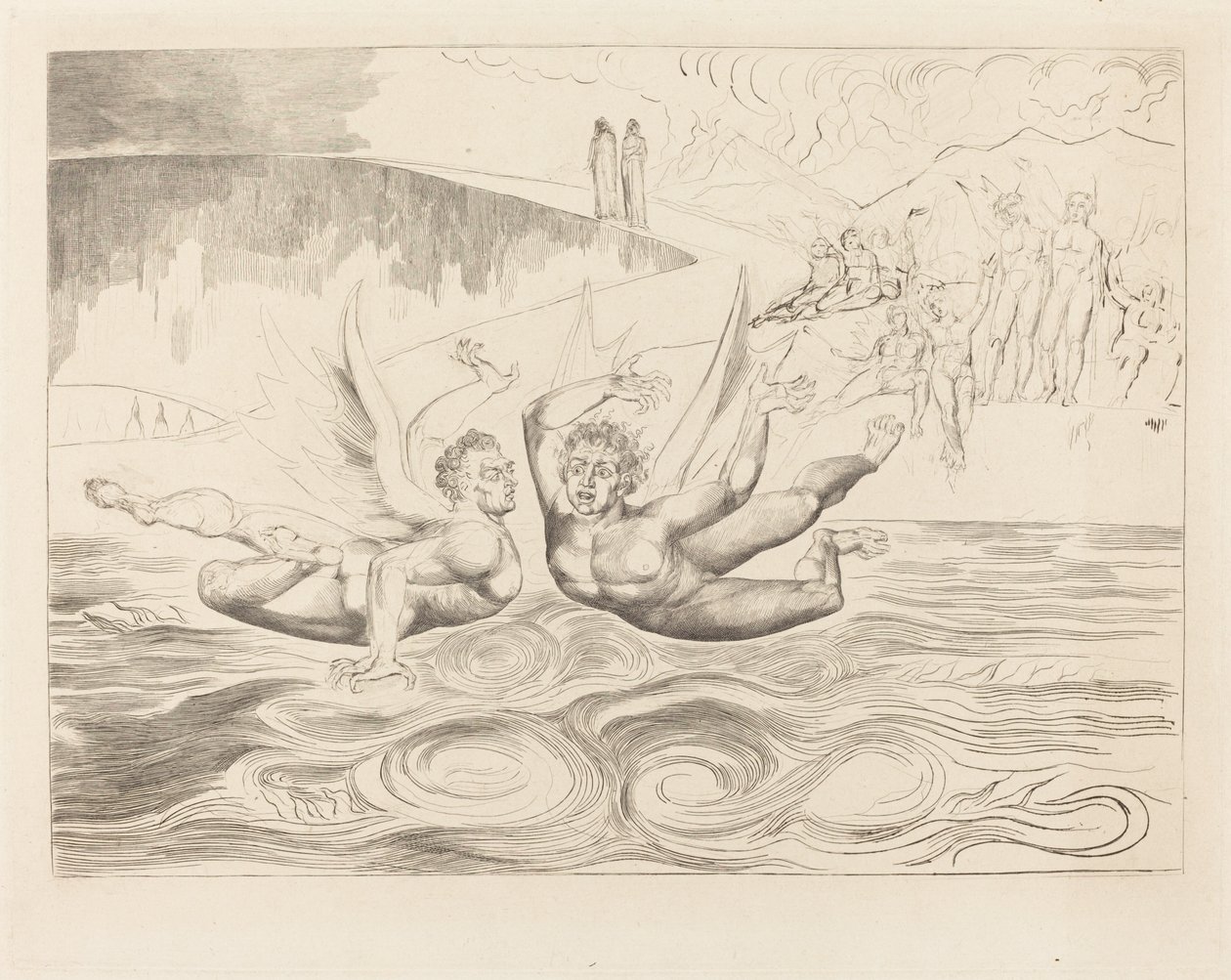Krąg Skorumpowanych Urzędników; Diabły się nawzajem tłuką autorstwa William Blake