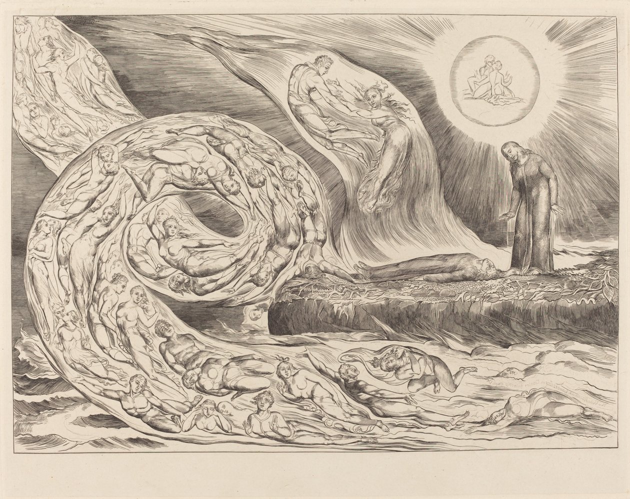Krąg Rozpustnych: Paolo i Francesca autorstwa William Blake