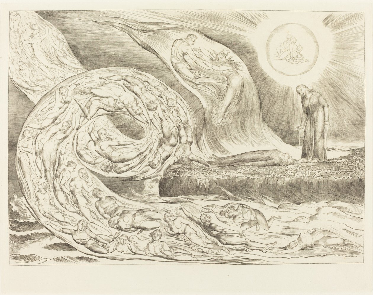 Krąg Rozpustnych: Paolo i Francesca autorstwa William Blake