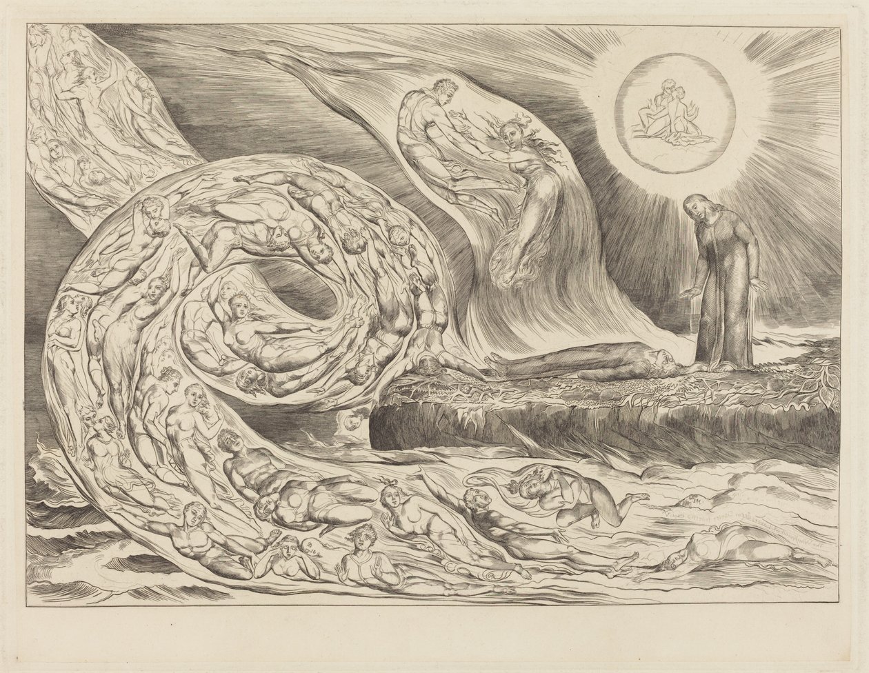 Krąg pożądliwych: Paolo i Francesca autorstwa William Blake