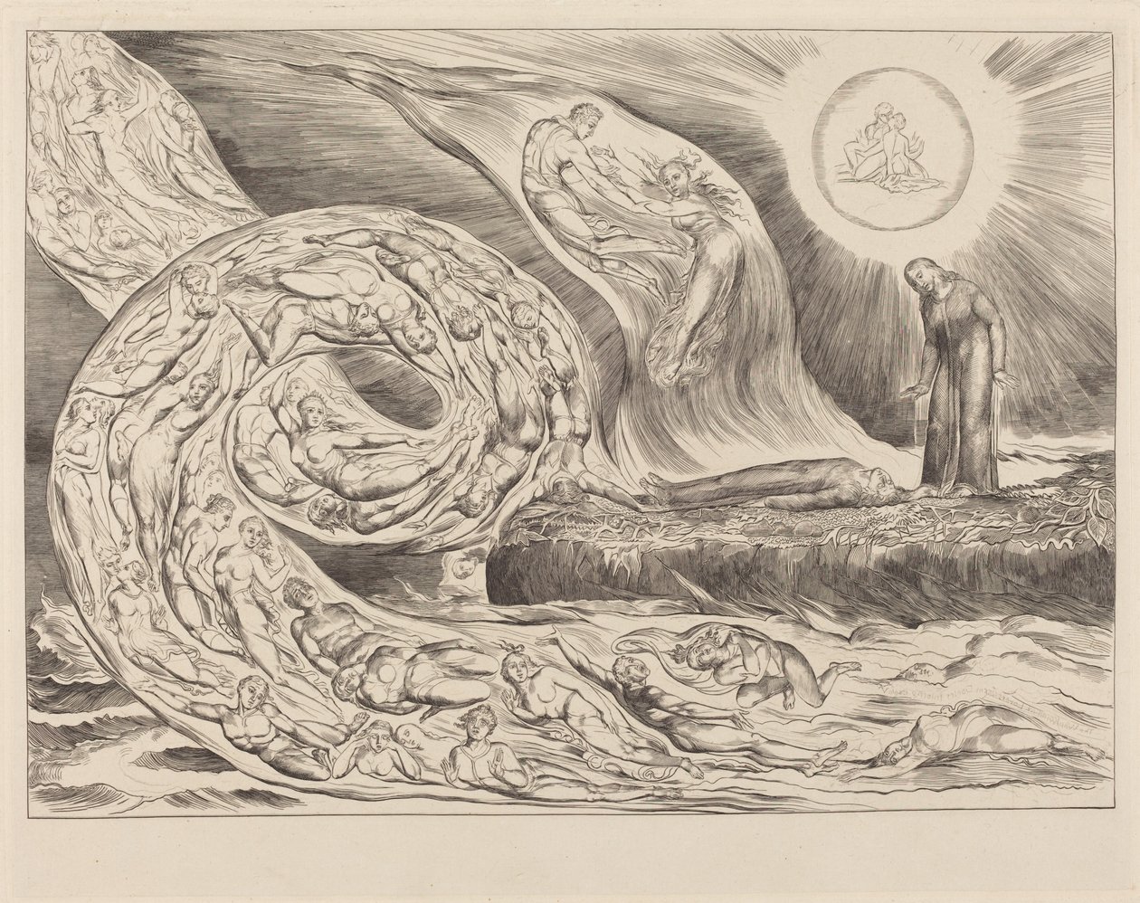 Krąg pożądliwych: Paolo i Francesca autorstwa William Blake