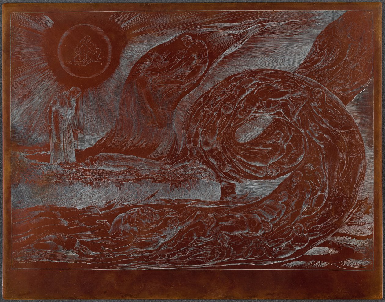 Krąg lubieżników: Paolo i Francesca autorstwa William Blake