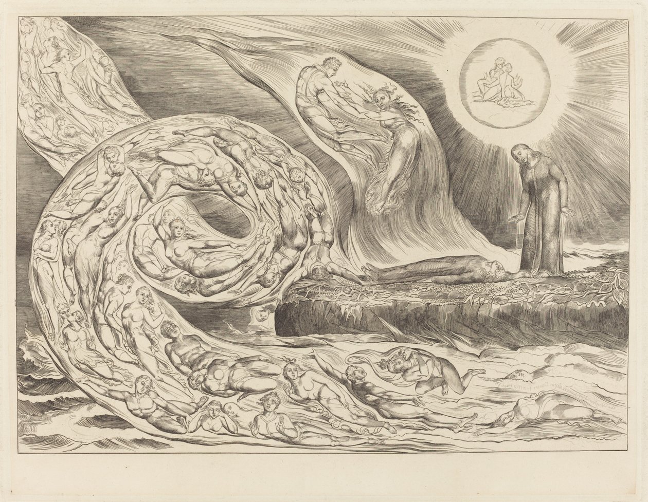 Krąg Pożądliwych: Paolo i Francesca, 1827. autorstwa William Blake