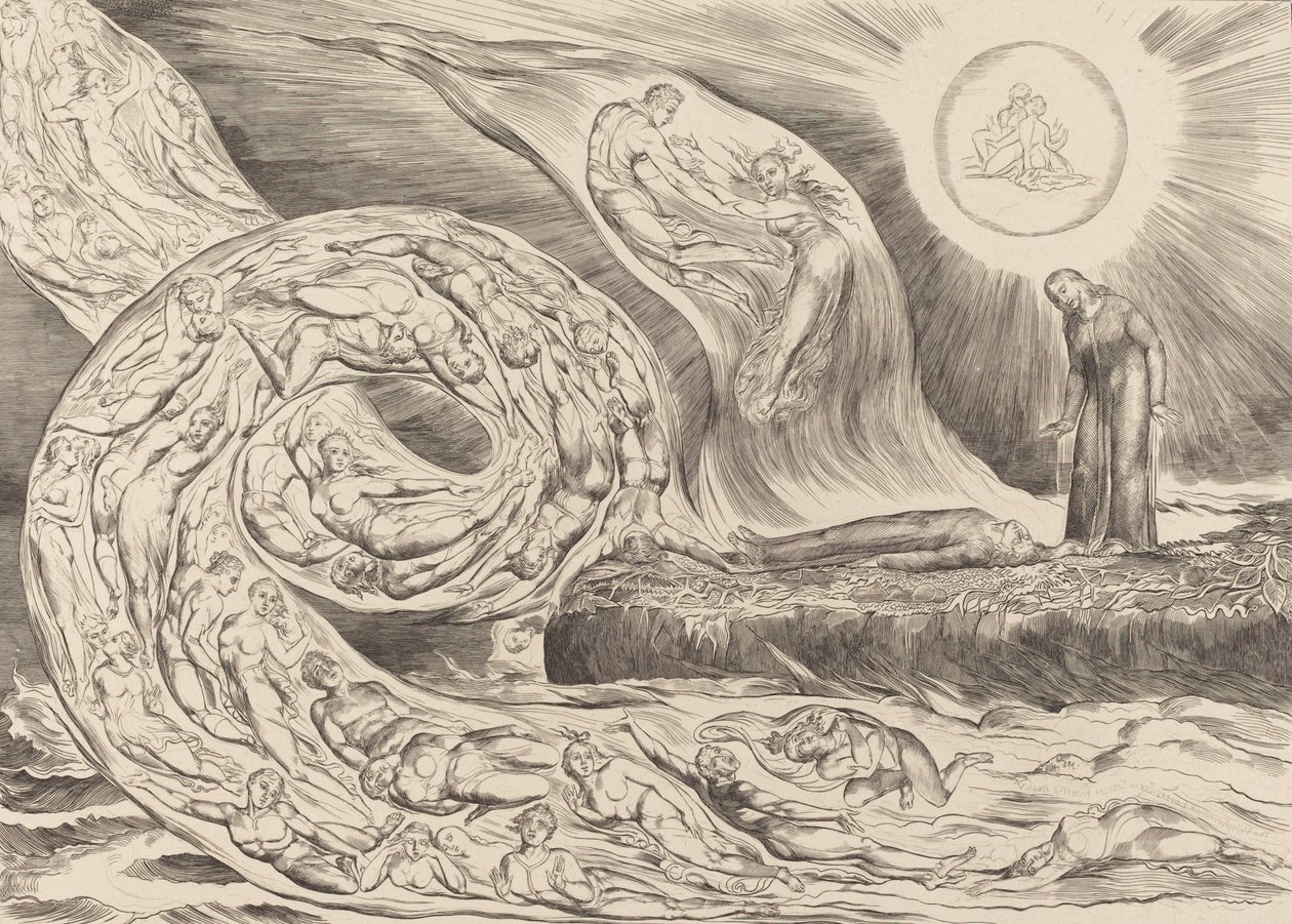 Krąg Pożądliwych: Paolo i Francesca, 1827. autorstwa William Blake