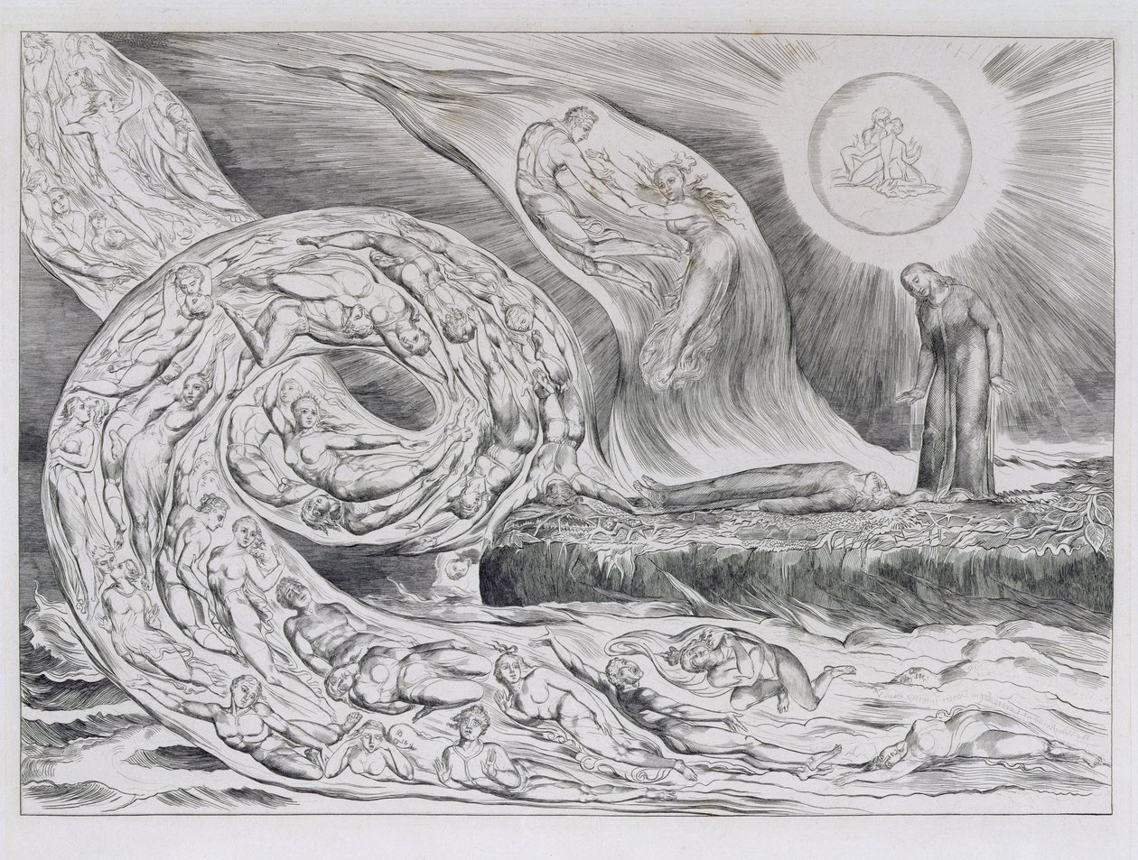 „Krąg pożądliwych”, ilustracje do Boskiej komedii Dantego autorstwa William Blake