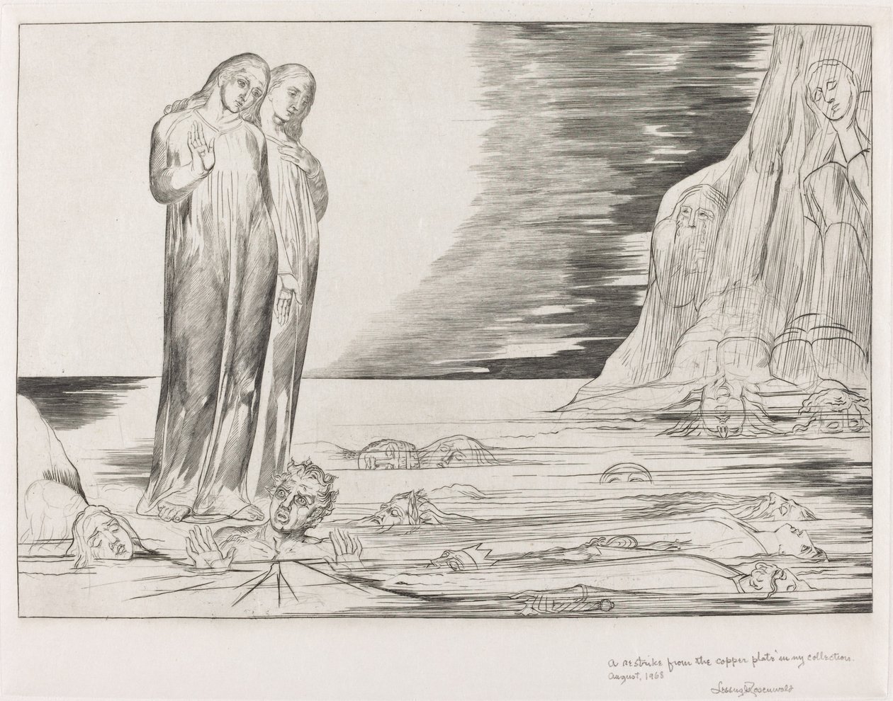 Krąg Zdrajców; Stopa Dantego uderzająca Bocca degli Abbate autorstwa William Blake