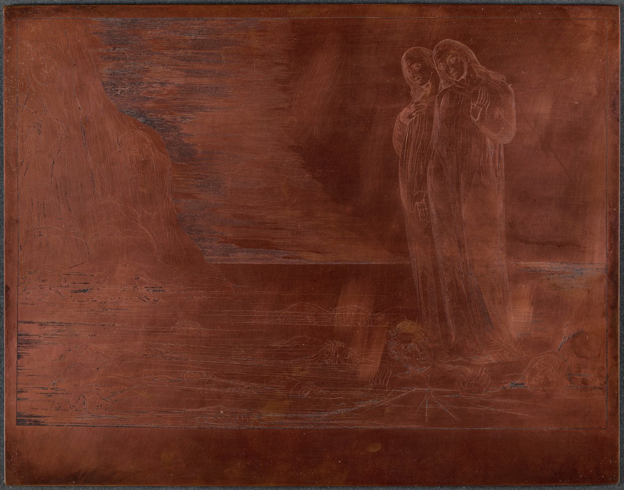 Krąg zdrajców; stopa Dantego uderzająca Boccę degli Abbate autorstwa William Blake