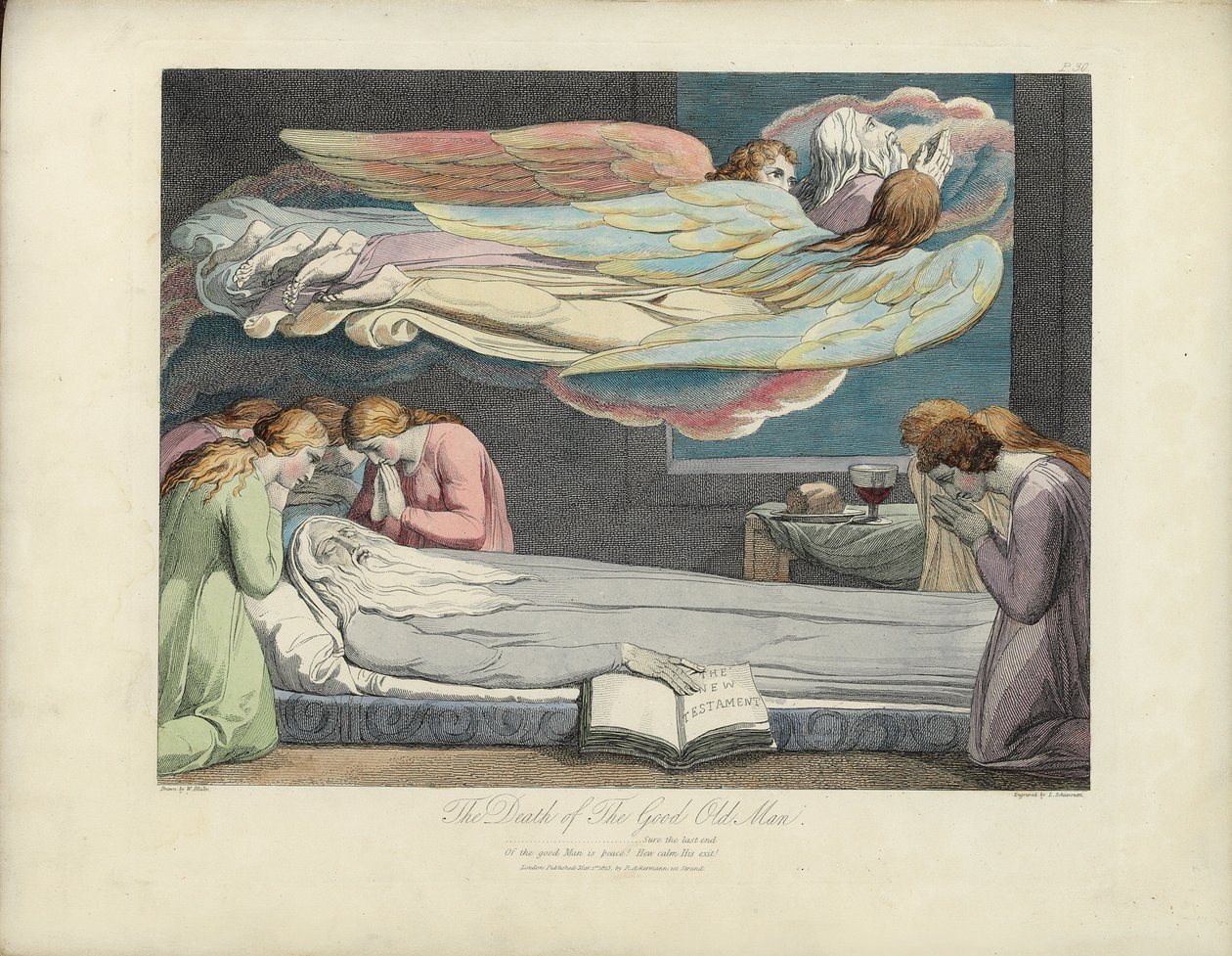 Śmierć starego dobrego człowieka, ilustracja z „Grób” Roberta Blaira, sztych. Louis Schiavonetti autorstwa William Blake