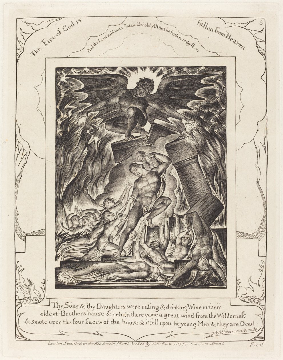 Zagłada synów Hioba autorstwa William Blake