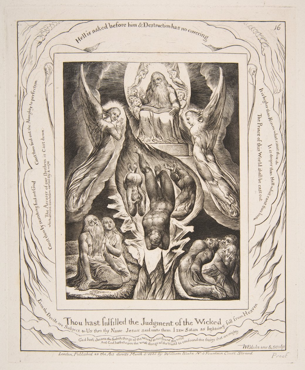 Upadek szatana, z ilustracji Księgi Hioba, 1825-26. autorstwa William Blake