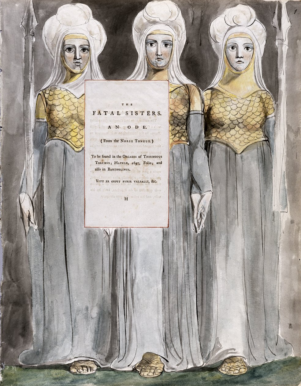 Siostry śmiertelne, projekt 67 z „Wierszy Thomasa Graya” autorstwa William Blake
